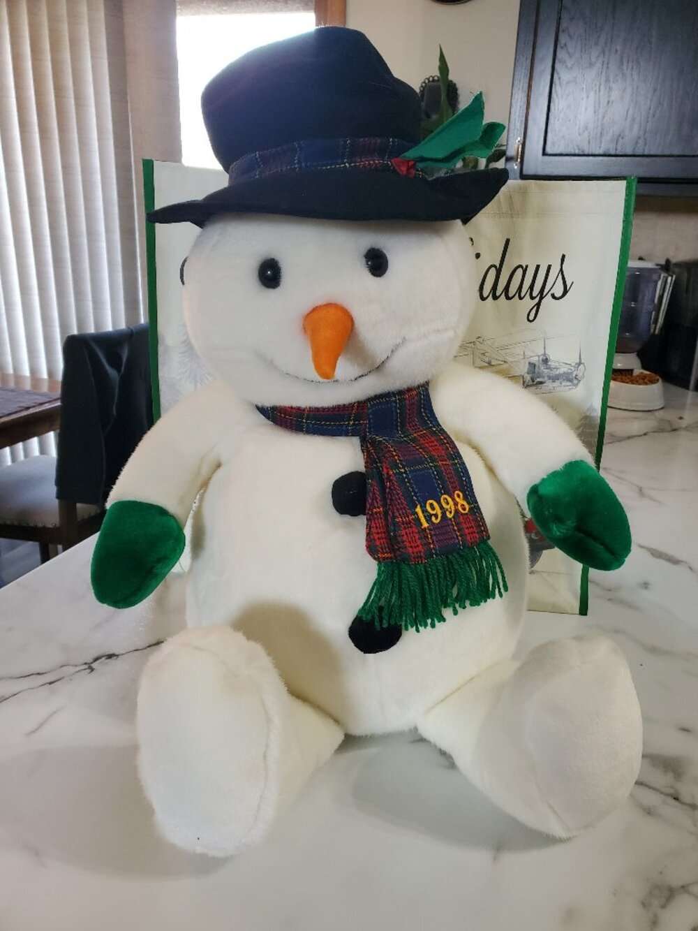 Large Stuffed Plush Snowman dated 1998